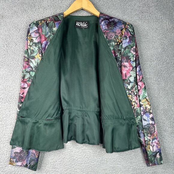 Vintage URSULA of Switzerland Blazer Jacket Womens Size 10‎ Peplum Floral Lined - Picture 10 of 12